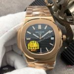 Swiss Replica Patek Philippe Nautilus GBF Cal.324 Watch Rose Gold Black Face